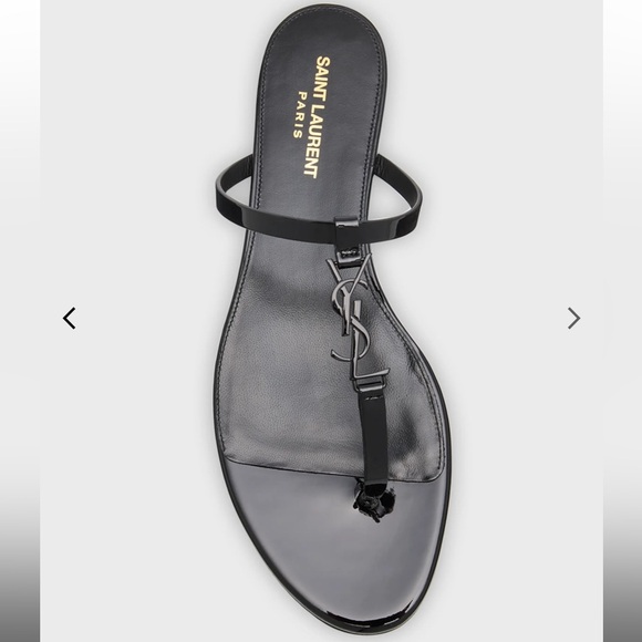 Saint Laurent Black Minimalist Sandals with T-Strap - Picture 7 of 8